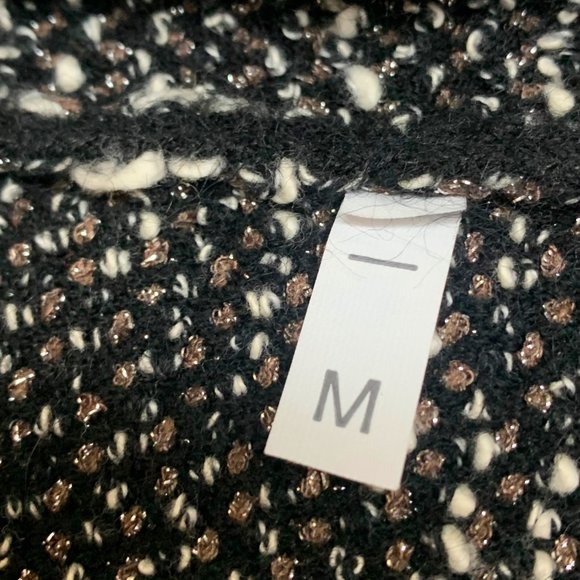 D. EXTERIOR Black White Metallic‎ Wool Blend Boucle Knit Cardigan - Picture 5 of 12